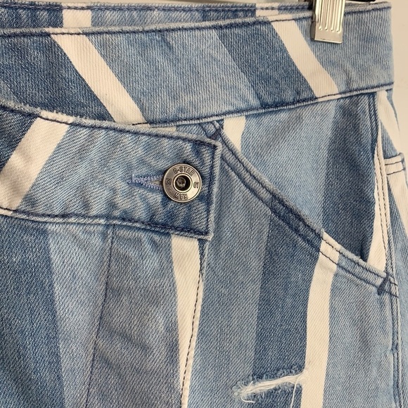 G Raw blue Stripe Denim distress Wrap Mini Skirt 27 asymmetrical medium - Picture 4 of 12